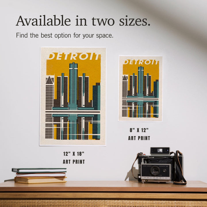 Detroit, Michigan, Woodblock, Art & Giclee Prints - Lantern Press