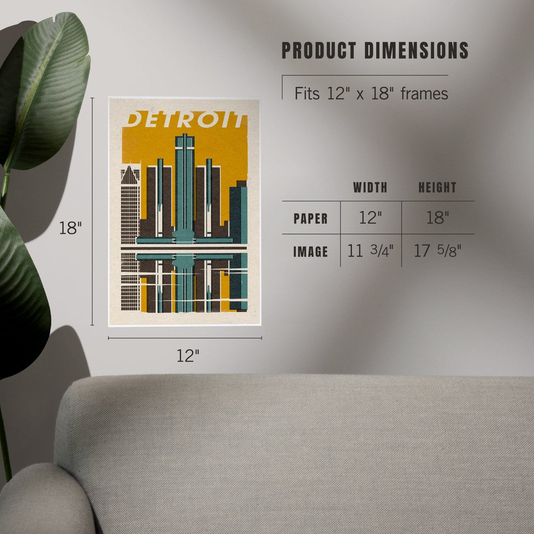 Detroit, Michigan, Woodblock, Art & Giclee Prints - Lantern Press