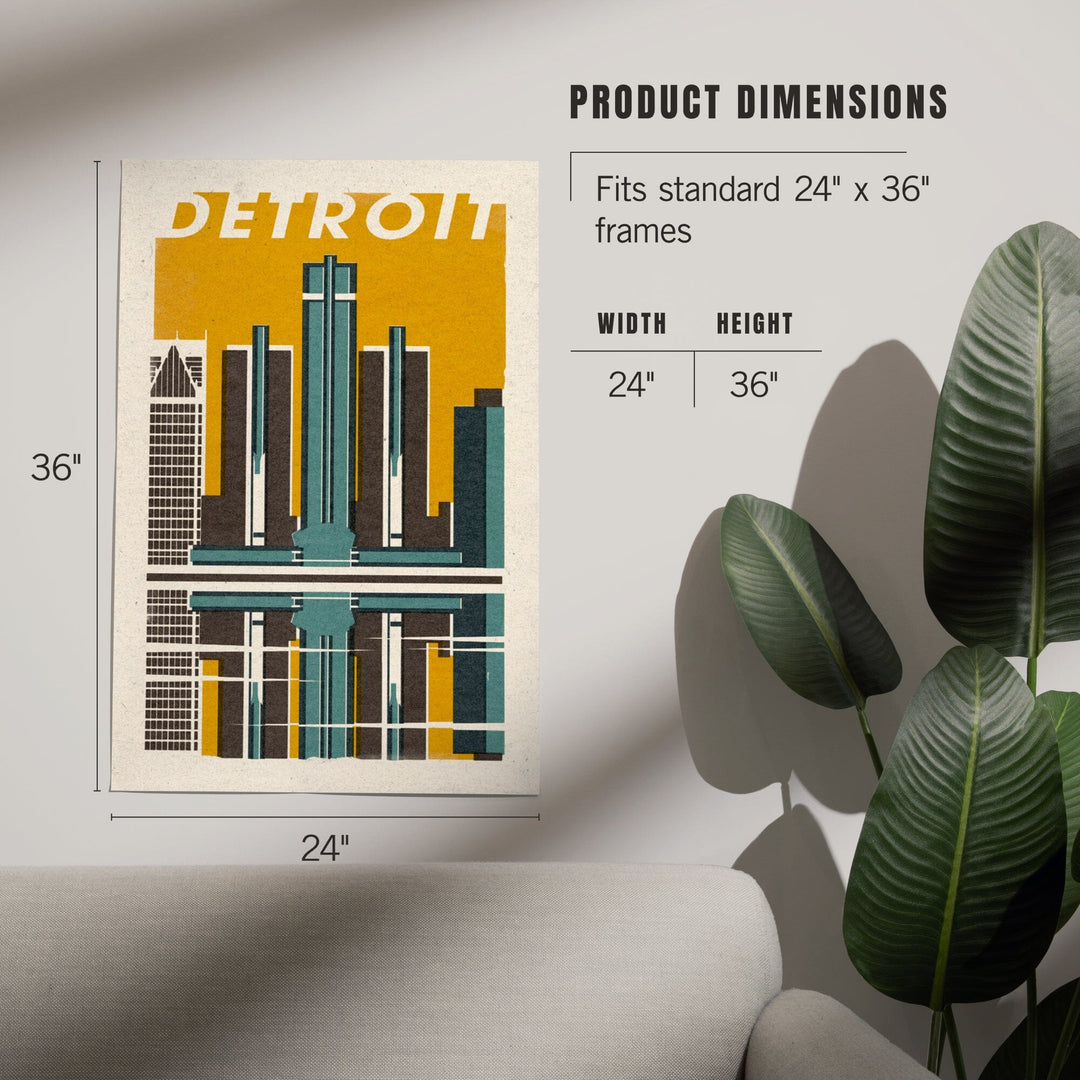 Detroit, Michigan, Woodblock, Art & Giclee Prints - Lantern Press