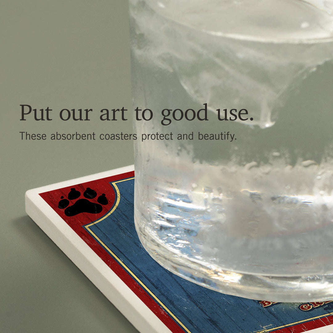 Devil Dog Tavern Vintage Sign, Basset Hound, Coasters Coasters Lantern Press