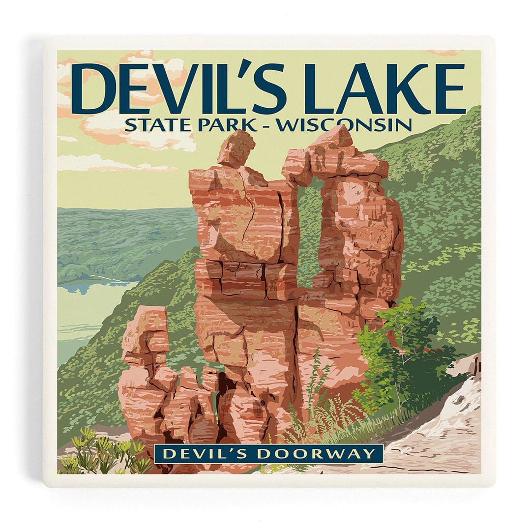 Devil's Lake Park, Wisconsin, Devil's Doorway, Coasters Coasters Lantern Press
