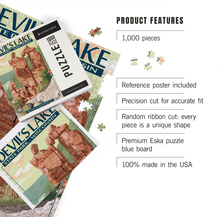 Devil's Lake Park, Wisconsin, Devil's Doorway, Jigsaw Puzzle Puzzle Lantern Press