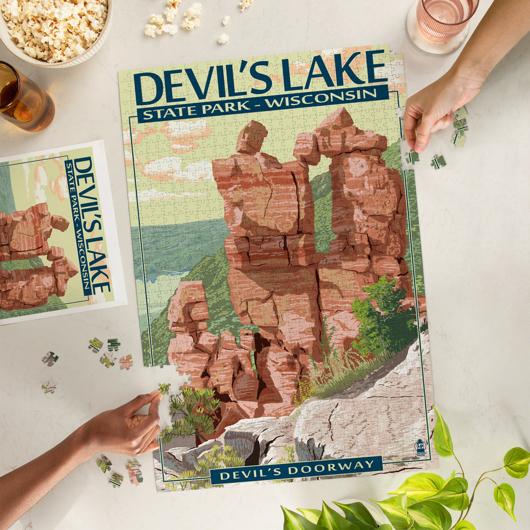 Devil's Lake Park, Wisconsin, Devil's Doorway, Jigsaw Puzzle Puzzle Lantern Press