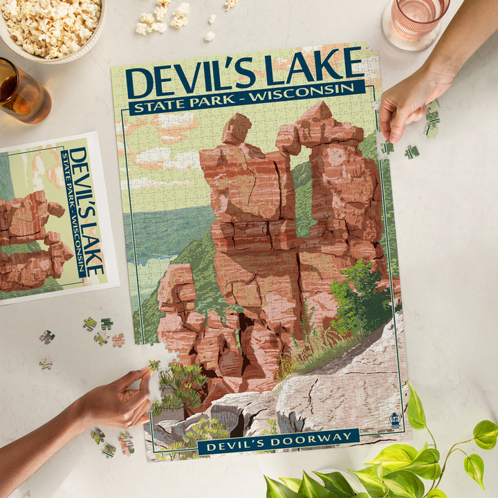 Devil's Lake Park, Wisconsin, Devil's Doorway, Jigsaw Puzzle Puzzle Lantern Press
