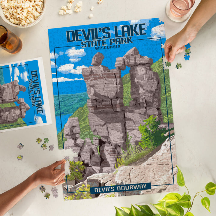 Devil's Lake State Park, Wisconsin, Devil's Doorway, Jigsaw Puzzle Puzzle Lantern Press