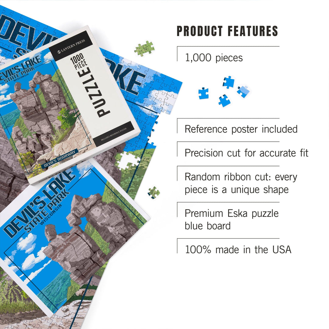Devil's Lake State Park, Wisconsin, Devil's Doorway, Jigsaw Puzzle Puzzle Lantern Press