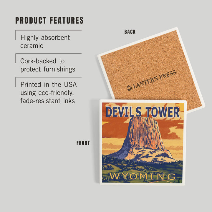 Devils Tower, Wyoming, Coasters Coasters Lantern Press