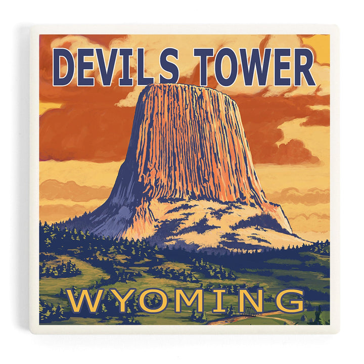 Devils Tower, Wyoming, Coasters Coasters Lantern Press Coaster