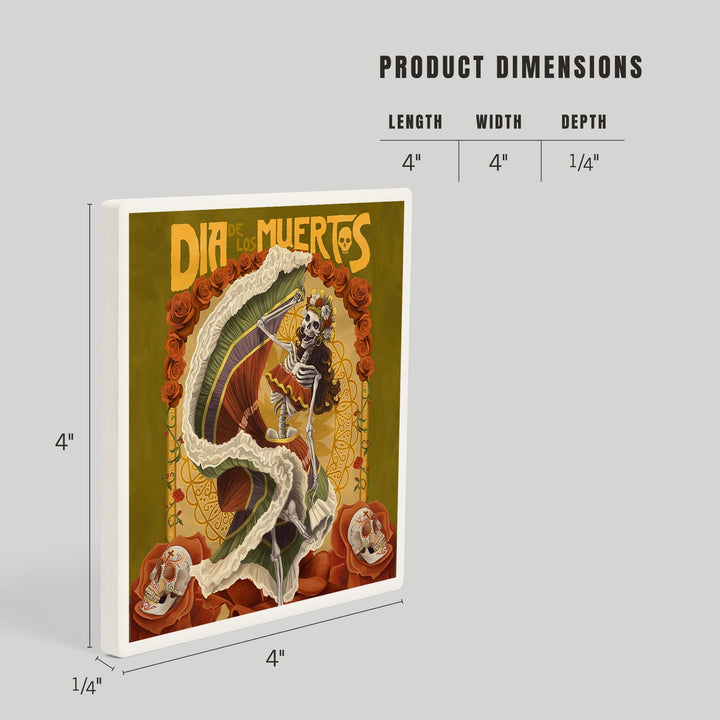 Dia De Los Muertos, Skeleton Dancing, Day of the Dead, Coasters Coasters Lantern Press