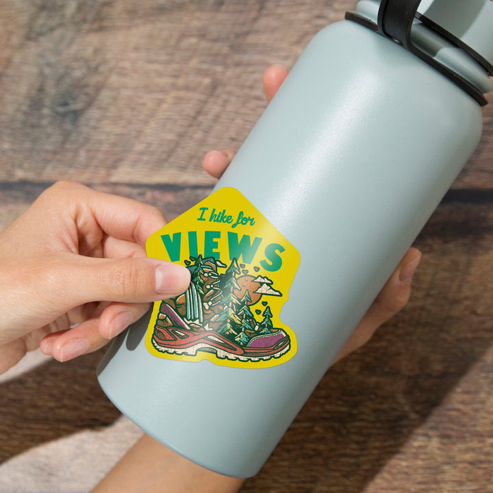Distressed, I hike for views, Adventure Seeker, Ready to Roam, Contour, Vinyl Sticker Sticker Lantern Press