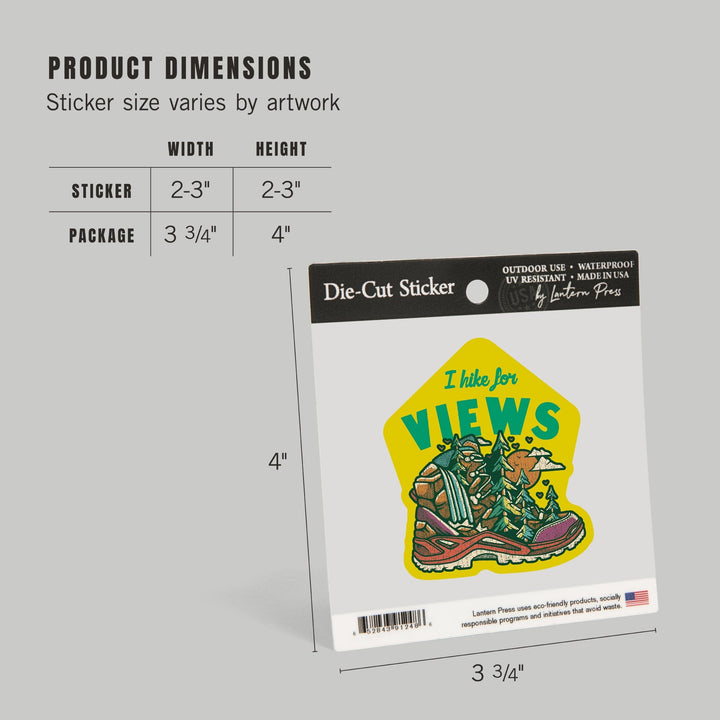 Distressed, I hike for views, Adventure Seeker, Ready to Roam, Contour, Vinyl Sticker Sticker Lantern Press