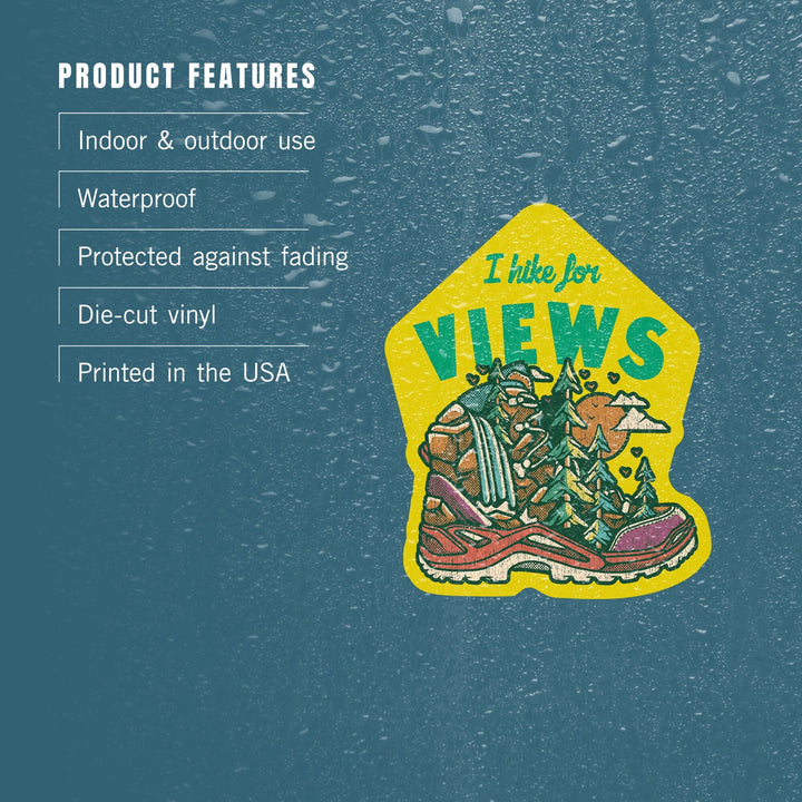 Distressed, I hike for views, Adventure Seeker, Ready to Roam, Contour, Vinyl Sticker Sticker Lantern Press