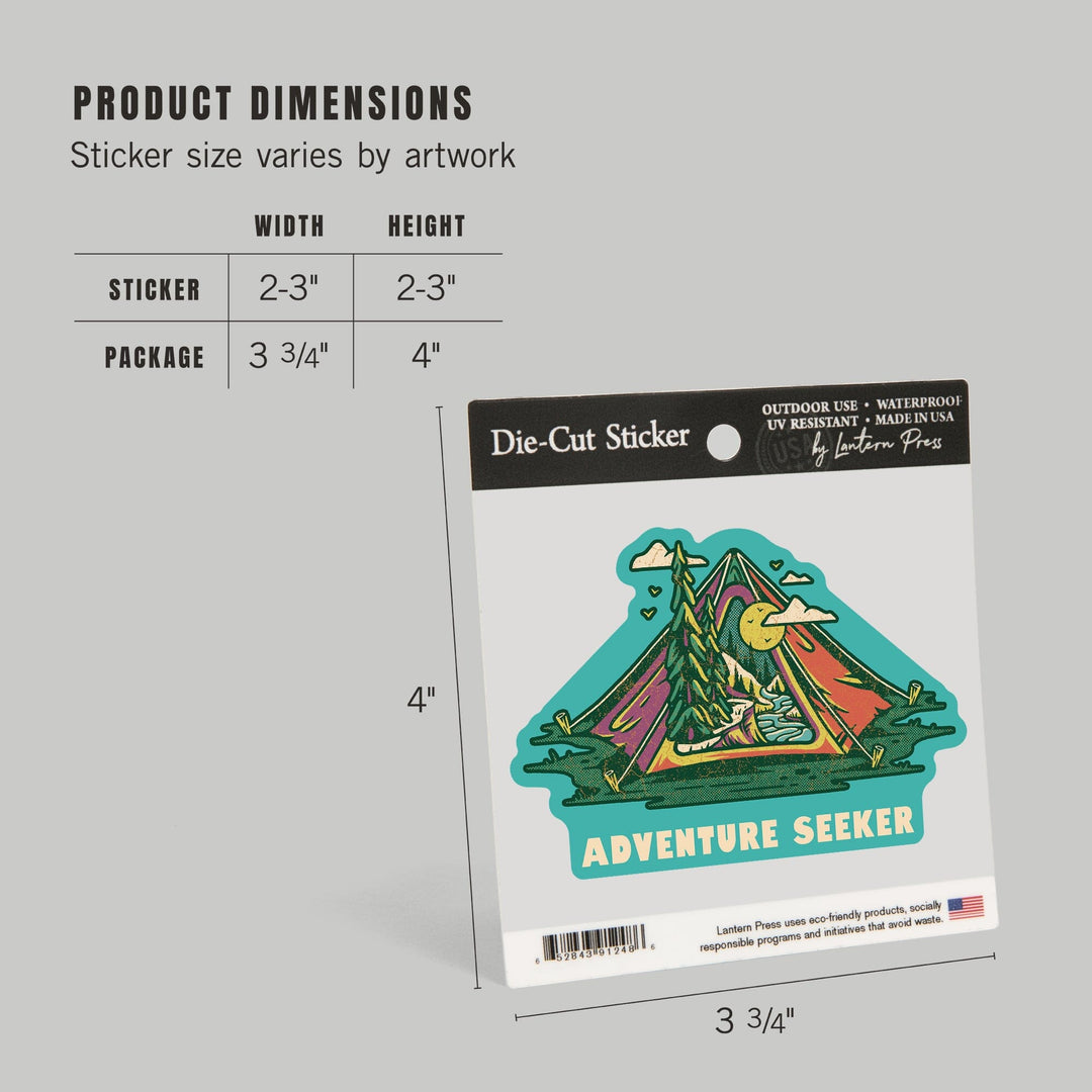 Distressed, I hike for views, Adventure Seeker, Ready to Roam, Contour, Vinyl Sticker Sticker Lantern Press