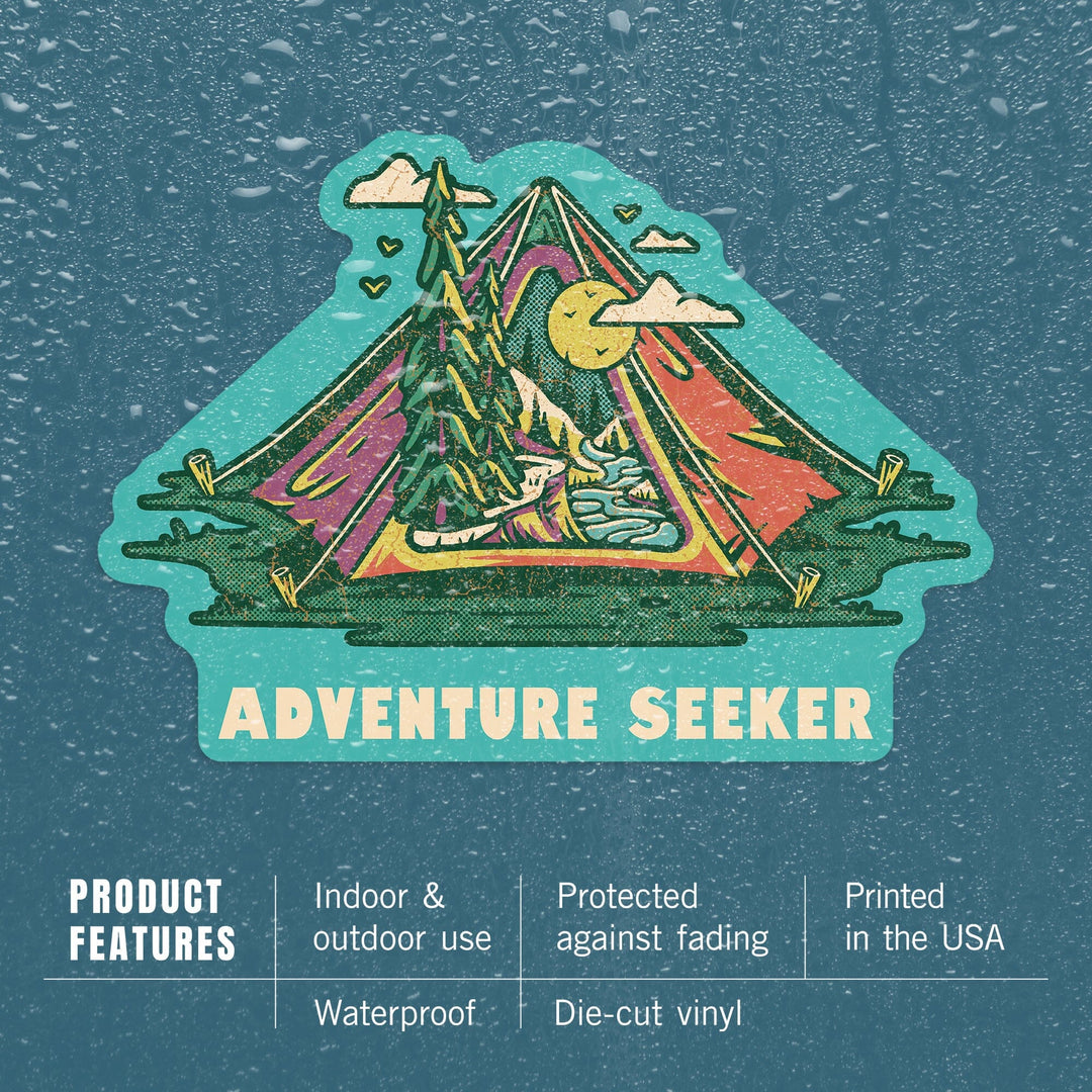 Distressed, I hike for views, Adventure Seeker, Ready to Roam, Contour, Vinyl Sticker Sticker Lantern Press