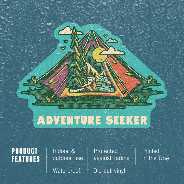 Distressed, I hike for views, Adventure Seeker, Ready to Roam, Contour, Vinyl Sticker Sticker Lantern Press