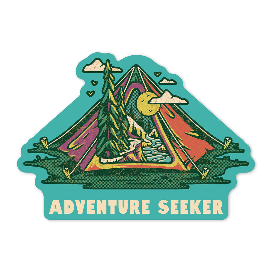 Distressed, I hike for views, Adventure Seeker, Ready to Roam, Contour, Vinyl Sticker Sticker Lantern Press