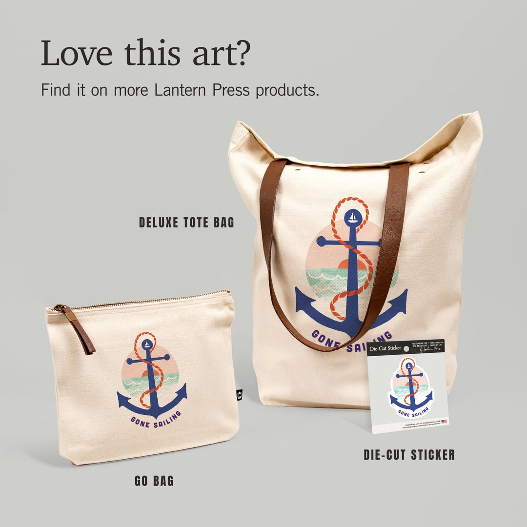 Dockside Collection, Gone Sailing, Anchor, Contour, Vinyl Sticker Sticker Lantern Press