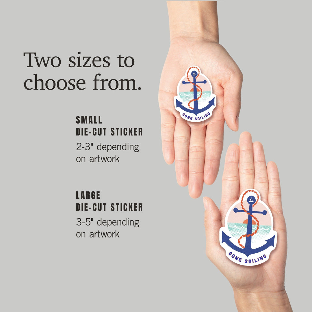 Dockside Collection, Gone Sailing, Anchor, Contour, Vinyl Sticker Sticker Lantern Press