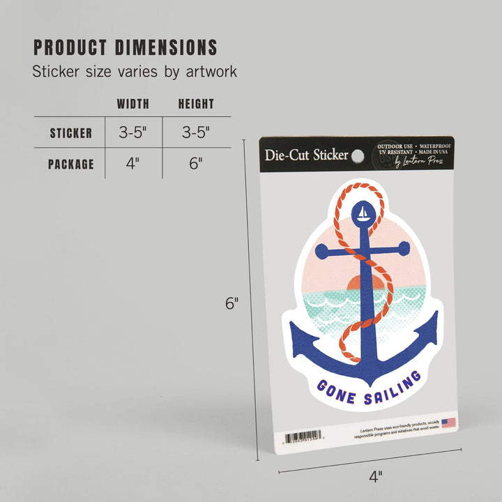 Dockside Collection, Gone Sailing, Anchor, Contour, Vinyl Sticker Sticker Lantern Press