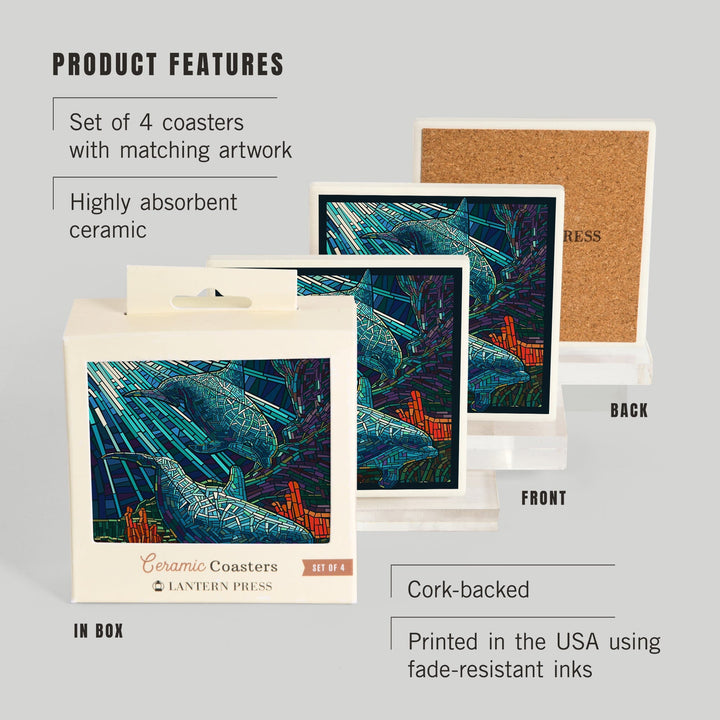 Dolphin, Paper Mosaic, Coasters Coasters Lantern Press
