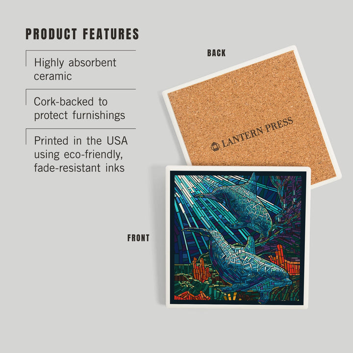 Dolphin, Paper Mosaic, Coasters Coasters Lantern Press