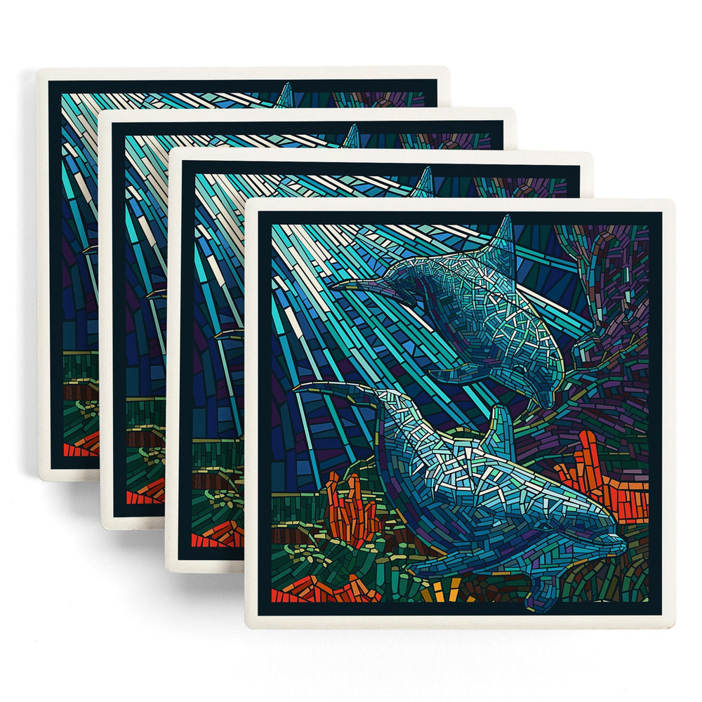 Dolphin, Paper Mosaic, Coasters Coasters Lantern Press