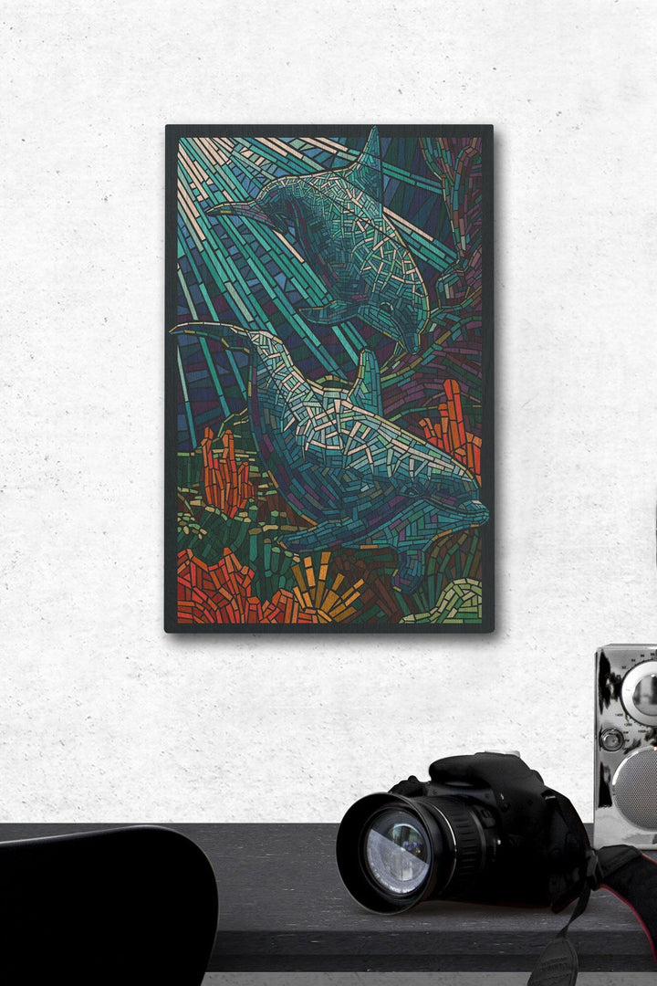 Dolphin, Paper Mosaic, Lantern Press Poster, Wood Signs and Postcards - Lantern Press