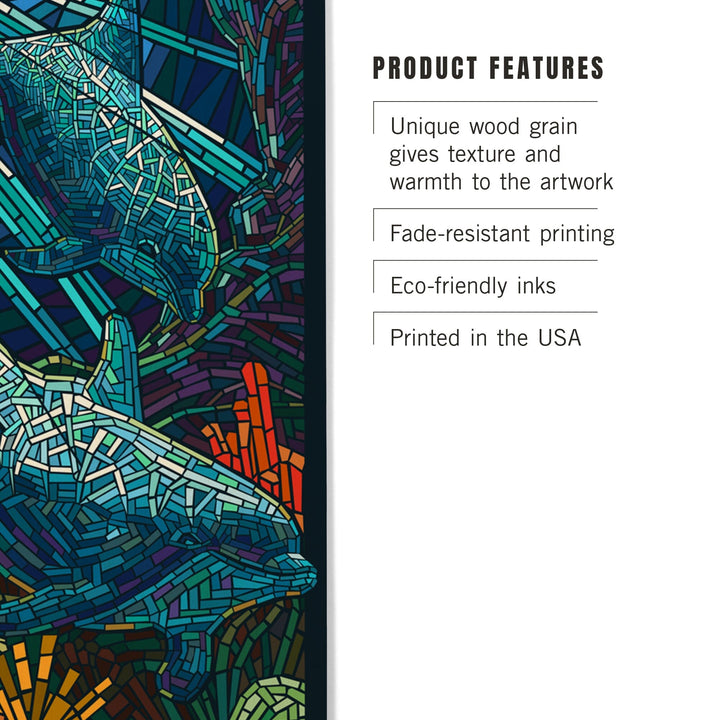 Dolphin, Paper Mosaic, Lantern Press Poster, Wood Signs and Postcards - Lantern Press