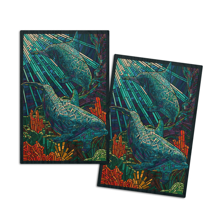 Dolphin, Paper Mosaic, Lantern Press Poster, Wood Signs and Postcards - Lantern Press