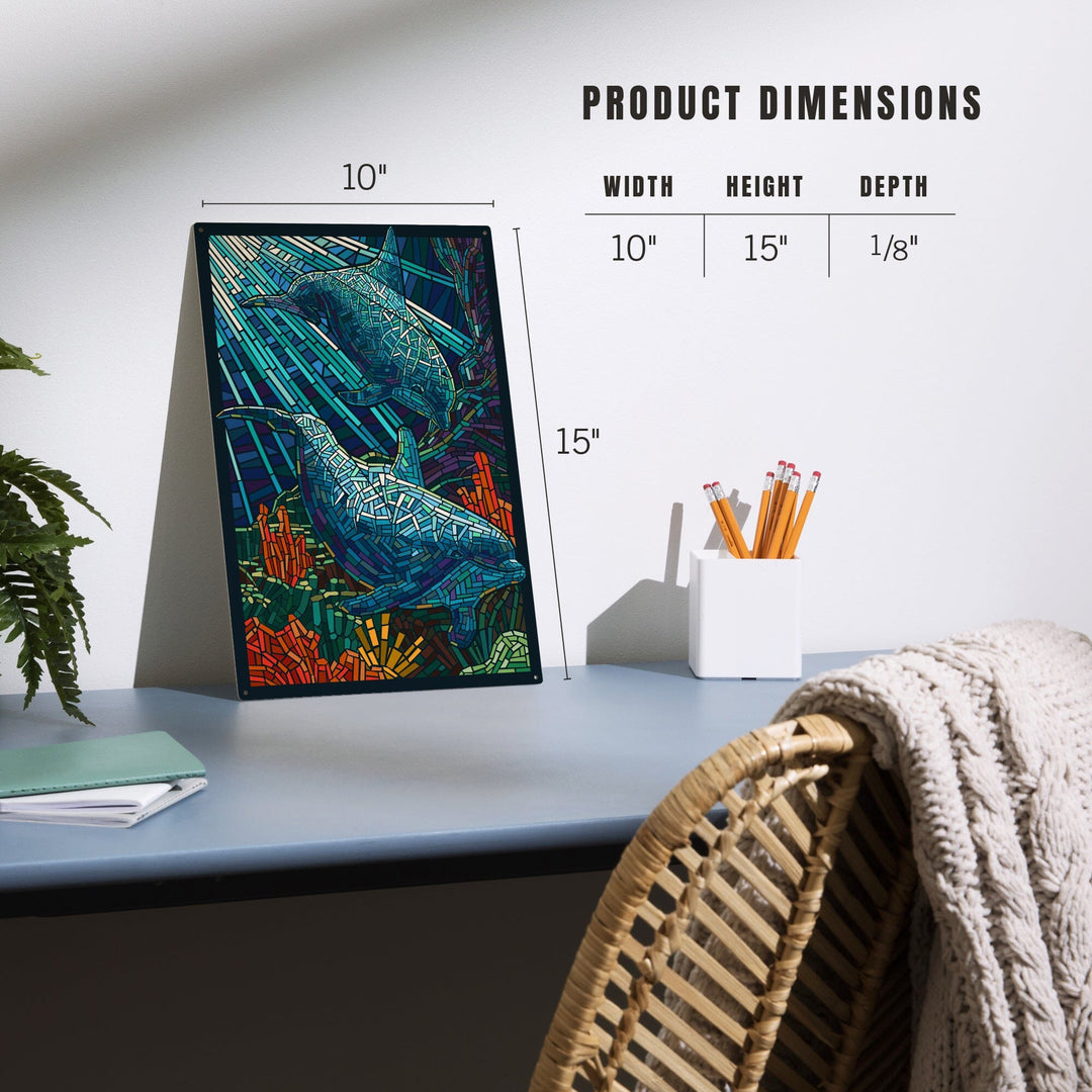 Dolphin, Paper Mosaic, Lantern Press Poster, Wood Signs and Postcards - Lantern Press