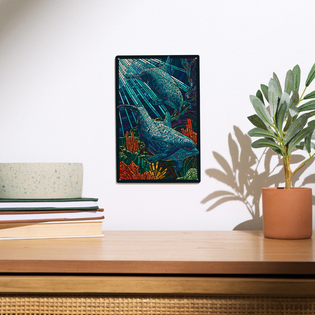 Dolphin, Paper Mosaic, Lantern Press Poster, Wood Signs and Postcards - Lantern Press