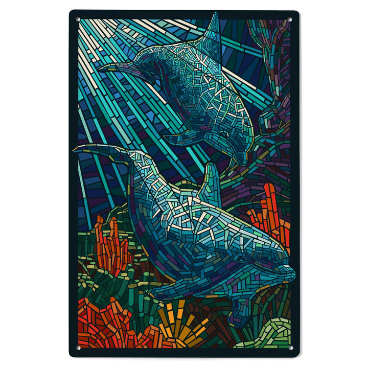Dolphin, Paper Mosaic, Lantern Press Poster, Wood Signs and Postcards - Lantern Press