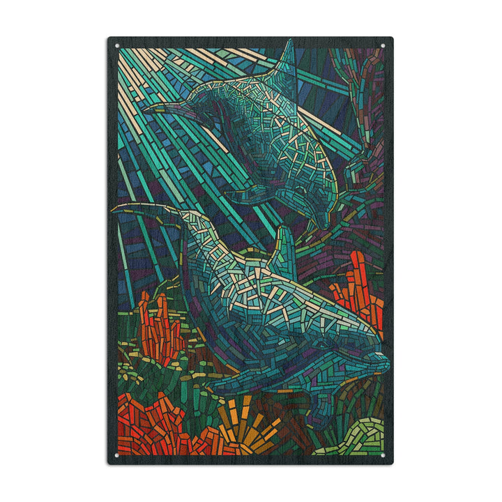 Dolphin, Paper Mosaic, Lantern Press Poster, Wood Signs and Postcards - Lantern Press