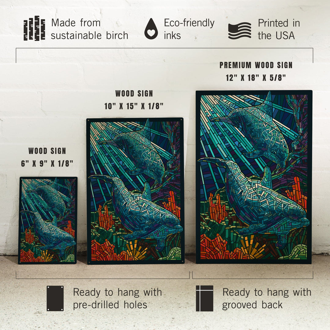 Dolphin, Paper Mosaic, Lantern Press Poster, Wood Signs and Postcards - Lantern Press