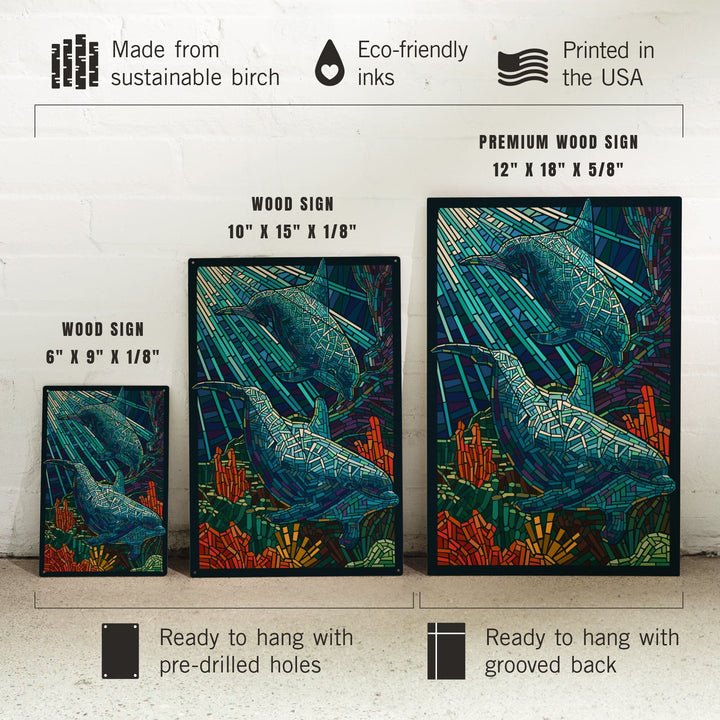 Dolphin, Paper Mosaic, Lantern Press Poster, Wood Signs and Postcards - Lantern Press
