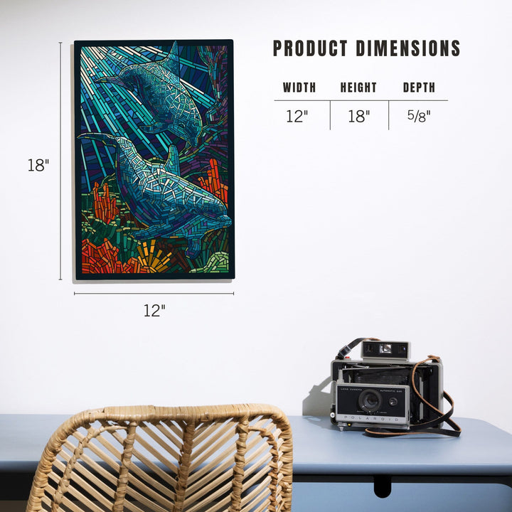 Dolphin, Paper Mosaic, Lantern Press Poster, Wood Signs and Postcards - Lantern Press