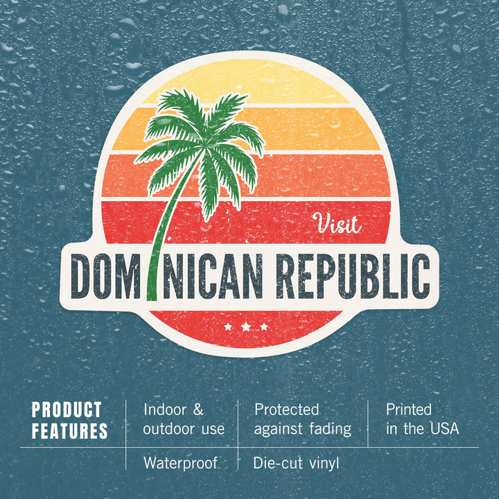 Dominican Republic, Sun Vector, Contour, Vinyl Sticker - Lantern Press