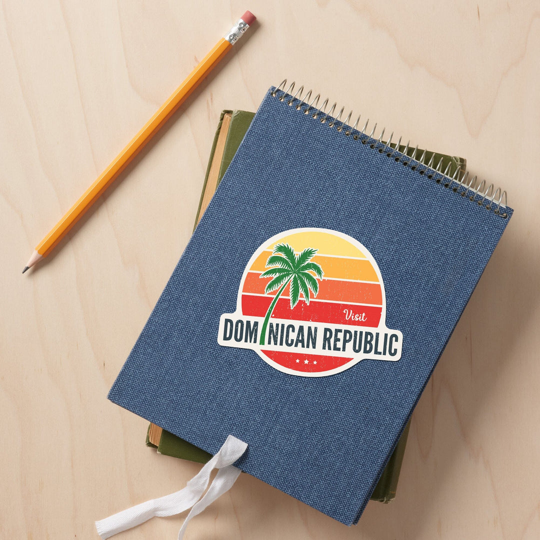 Dominican Republic, Sun Vector, Contour, Vinyl Sticker - Lantern Press