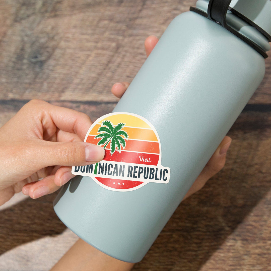 Dominican Republic, Sun Vector, Contour, Vinyl Sticker - Lantern Press