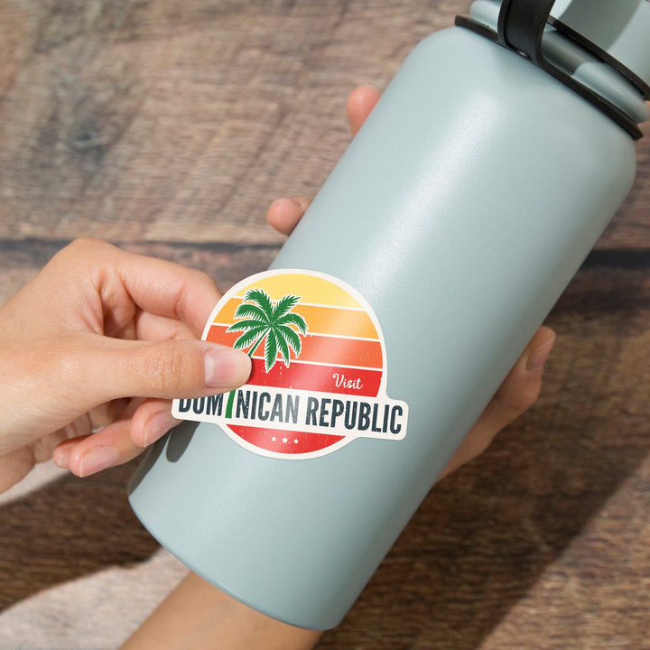 Dominican Republic, Sun Vector, Contour, Vinyl Sticker - Lantern Press
