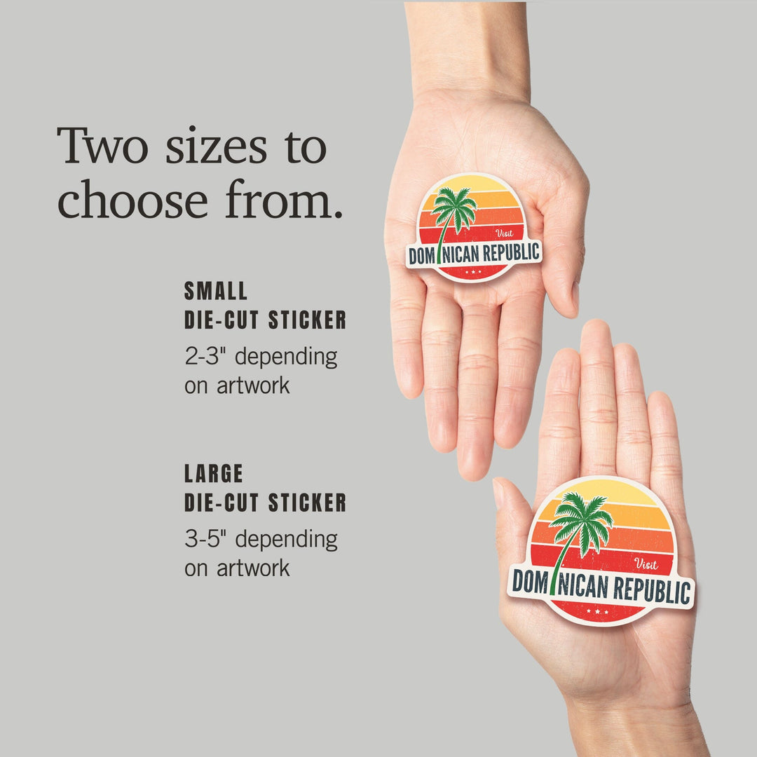 Dominican Republic, Sun Vector, Contour, Vinyl Sticker - Lantern Press