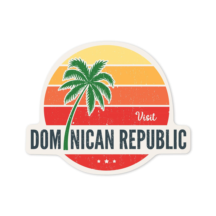 Dominican Republic, Sun Vector, Contour, Vinyl Sticker - Lantern Press