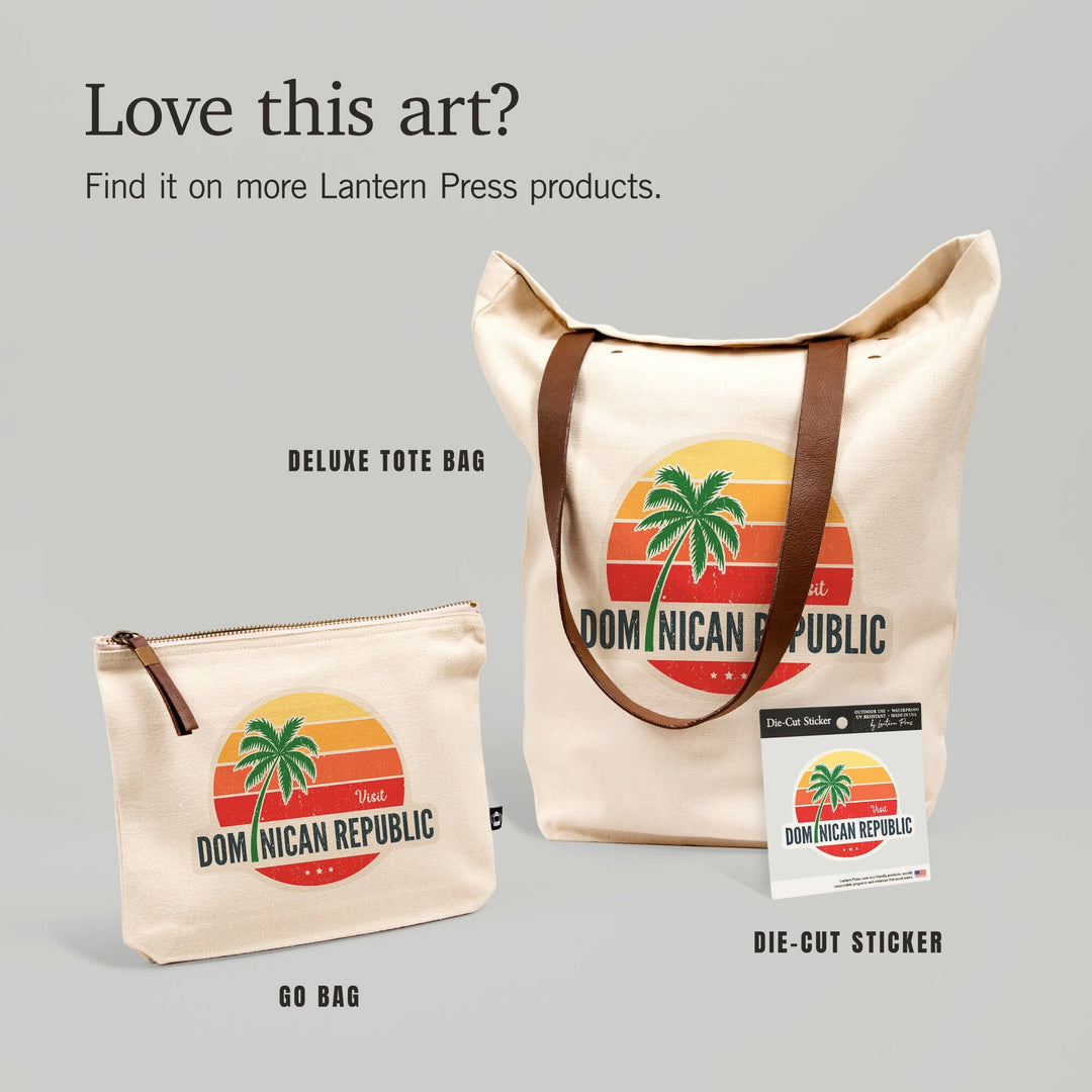 Dominican Republic, Sun Vector, Contour, Vinyl Sticker - Lantern Press