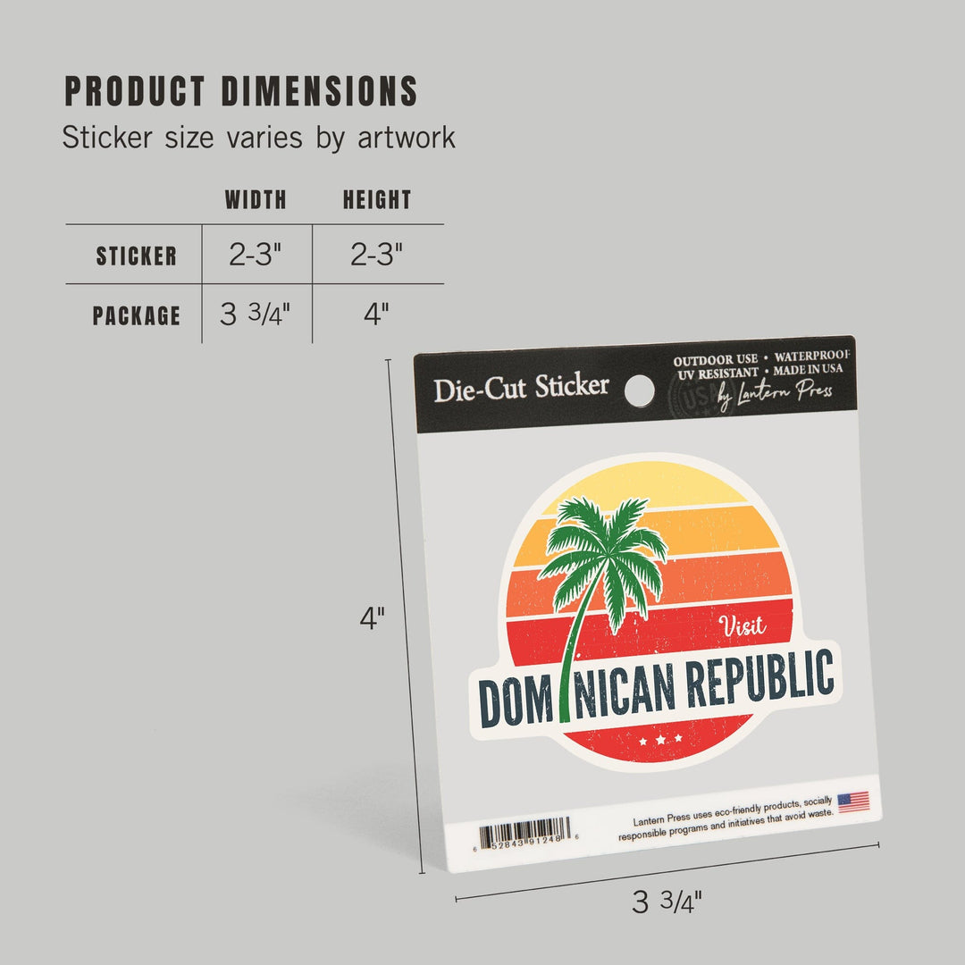 Dominican Republic, Sun Vector, Contour, Vinyl Sticker - Lantern Press