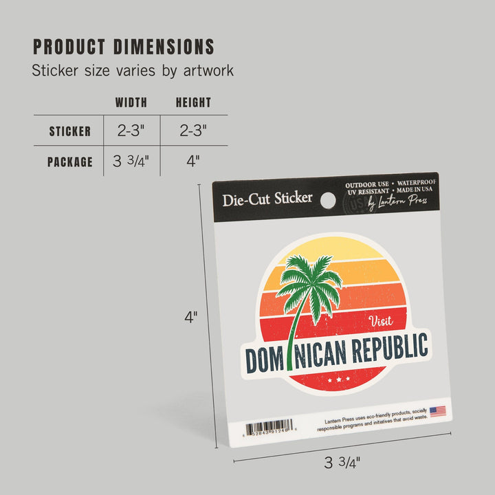Dominican Republic, Sun Vector, Contour, Vinyl Sticker - Lantern Press