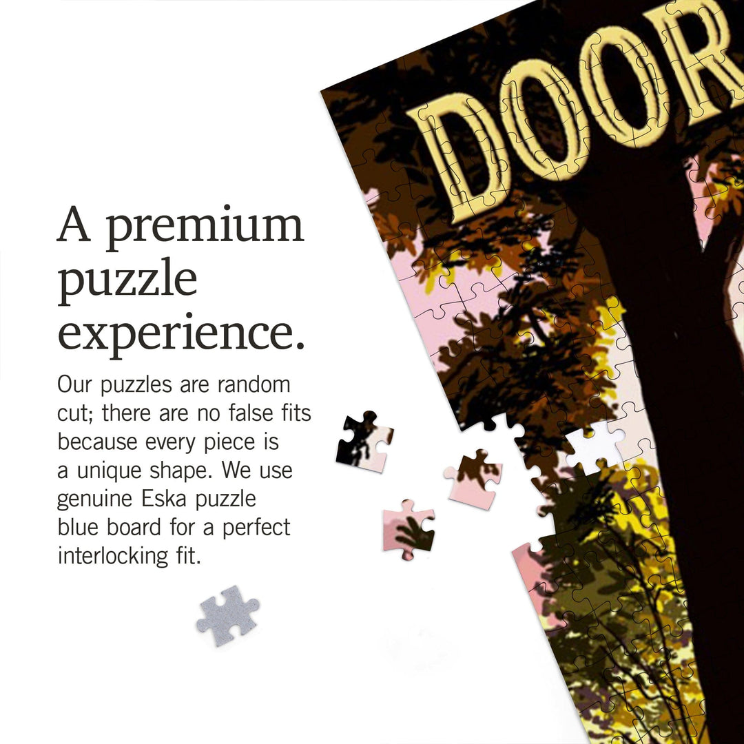 Door County, Wisconsin, Canoe and Lake at Sunset, Jigsaw Puzzle Puzzle Lantern Press