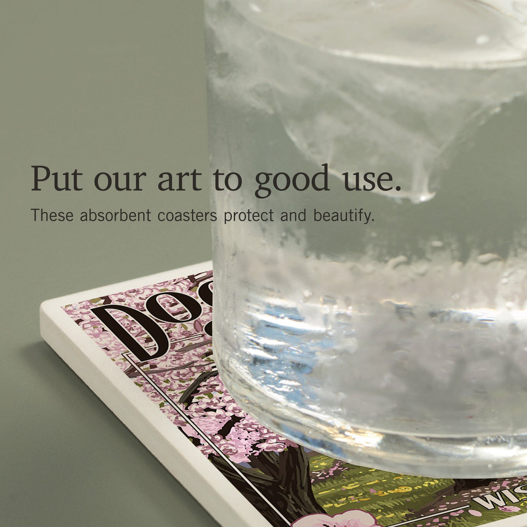 Door County, Wisconsin, Cherry Blossoms, Coasters Coasters Lantern Press