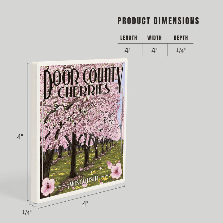 Door County, Wisconsin, Cherry Blossoms, Coasters Coasters Lantern Press