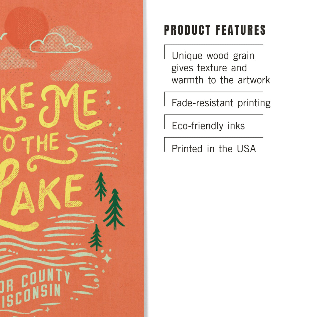 Door County, Wisconsin, Lake Life Series, Take Me to The Lake, Wood Signs and Postcards Wood Lantern Press