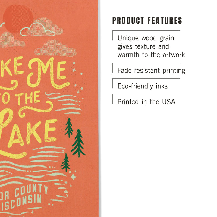 Door County, Wisconsin, Lake Life Series, Take Me to The Lake, Wood Signs and Postcards Wood Lantern Press